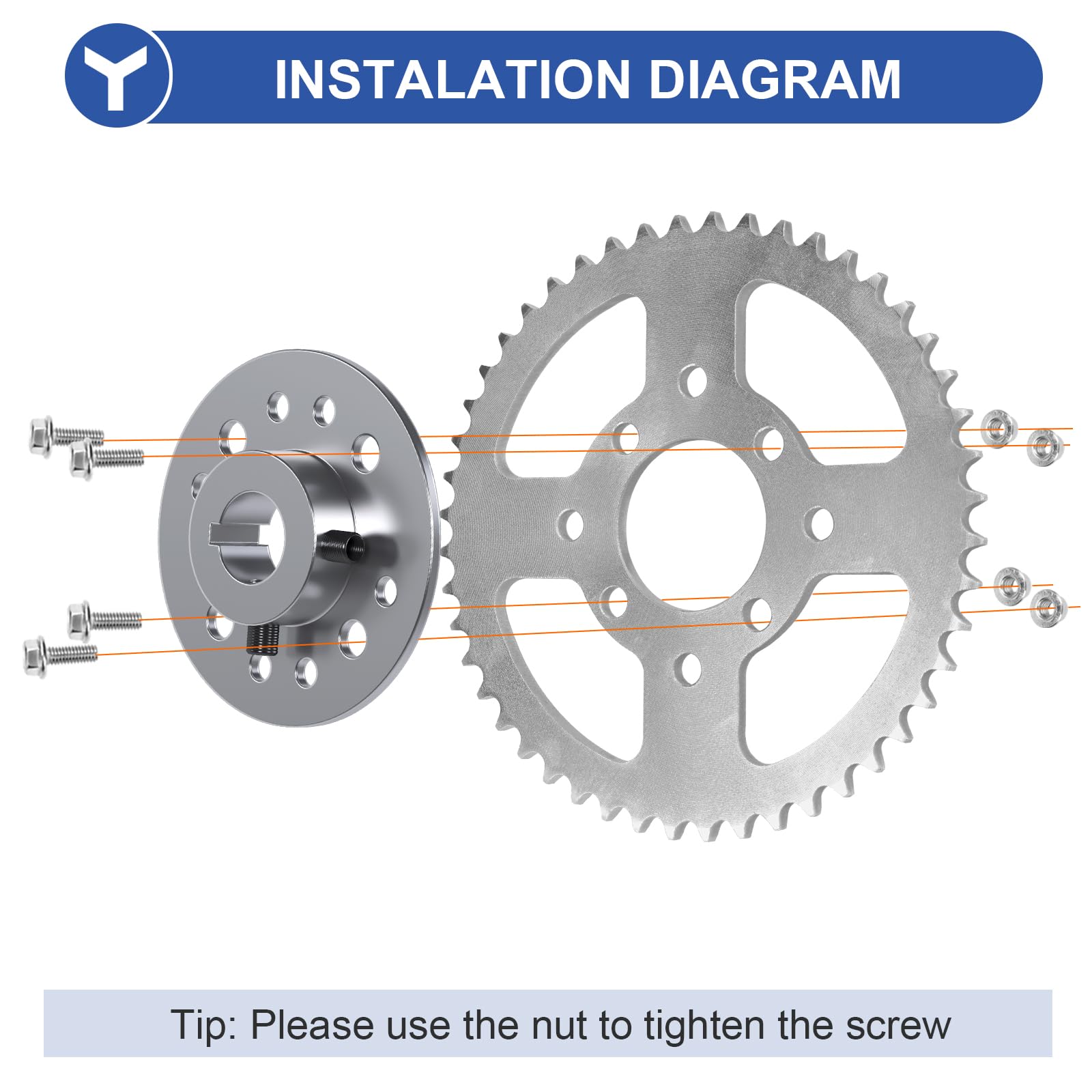 YOXUFA 40/41/420 Chain Sprocket 48 Tooth with 1